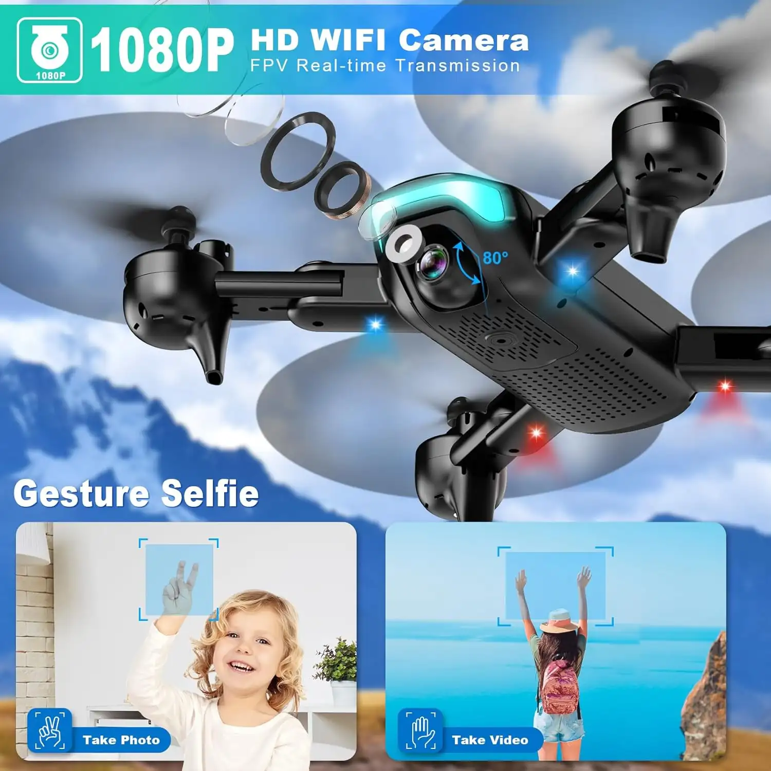 REDRIE Drone with Camera - Foldable Mini Drone for Kids Adults with 1080P FPV Camera - 71sre1qa6sl._ac_sl1500_